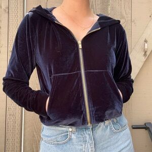 Brandy Melville velvet velour cropped zip up